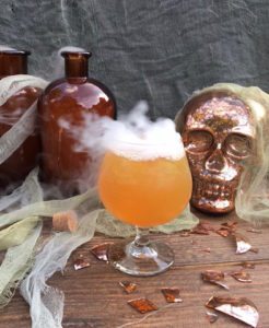 Halloween dry ice whisky cocktail
