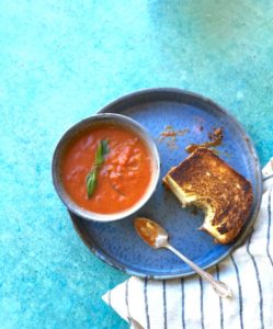 quick and easy tomato soup with grilled cheese