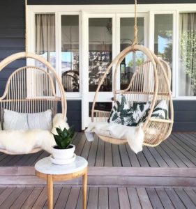 hanging chairs on porch