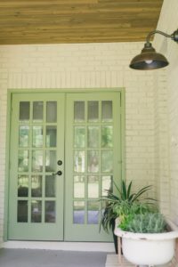sage green painted french doors