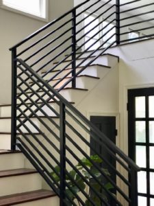 black metal horizontal stair railing
