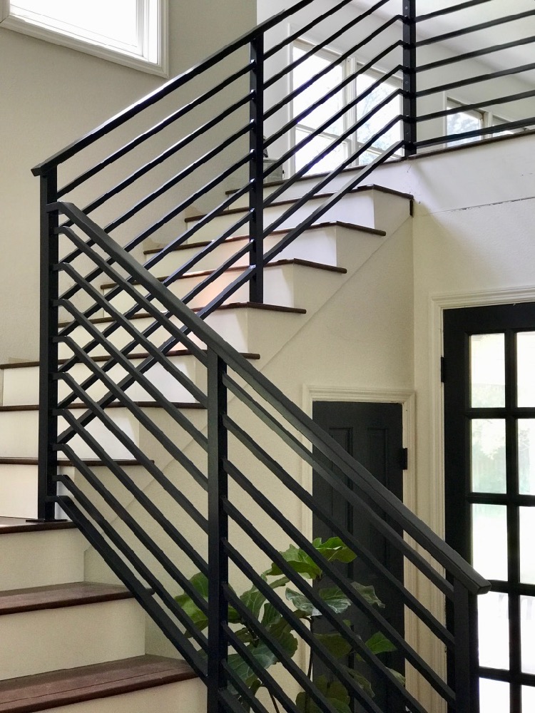 black metal horizontal stair railing