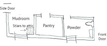 mudroom, pantry and powder room remodel floor plan