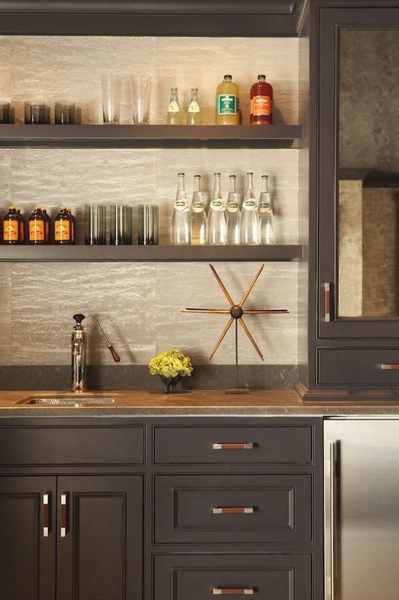 wet bar design and cabinets