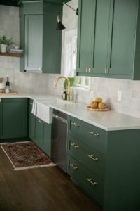 green semihandmade cabinets