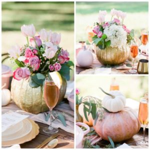 pink and gold fall Thanksgiving table decor