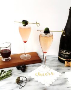 blackberry sage simple syrup and sparkling wine