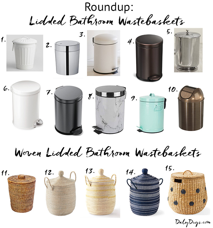 Roundup Lidded Bathroom Wastebaskets, Bathroom Waste Basket With Lid