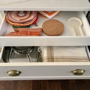 inside our IKEA kitchen cabinet drawers