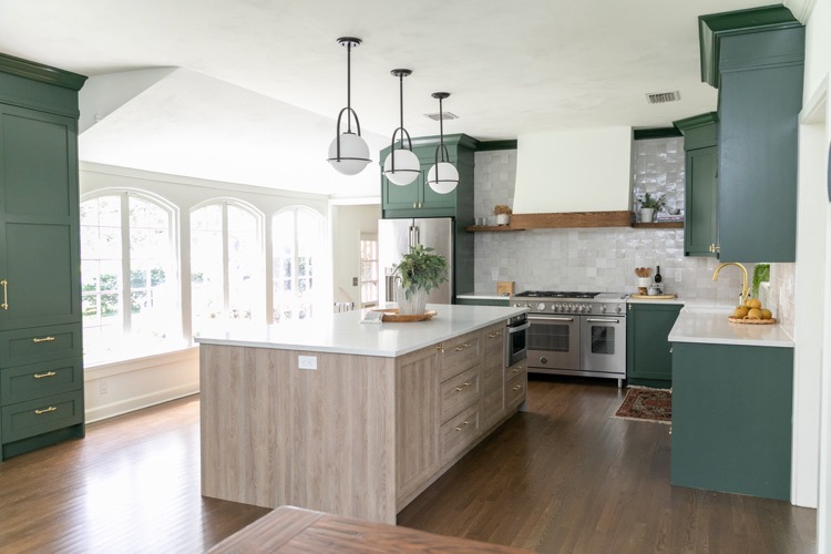 Kitchen Remodel with Green Semihandmade Cabinets: Client Project